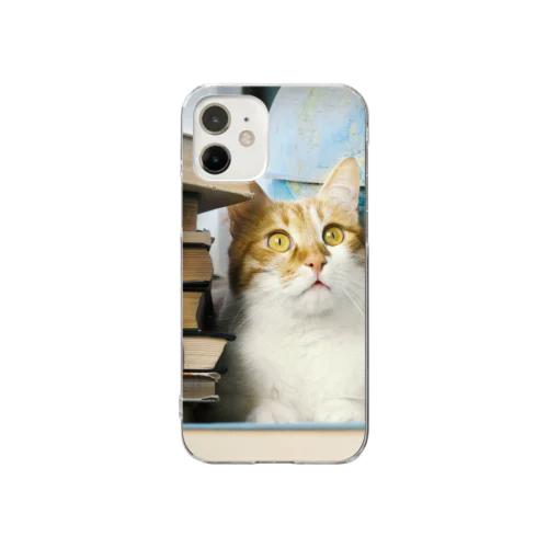 図書館猫 Murchik ♡ Librarian Cat ♡ Ukrainian cat ウクライナ 本と猫 Donation Items Clear Smartphone Case