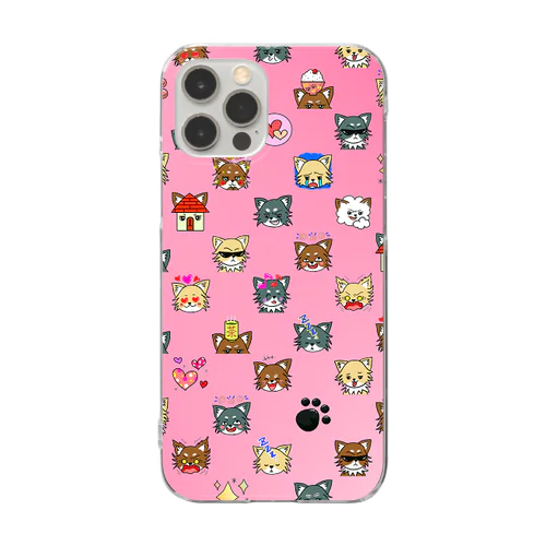 荒ぶるチワワ　ピンク Clear Smartphone Case