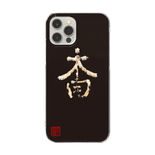 陣羽織 黒鳥毛「太白」文字模様柄 Clear Smartphone Case