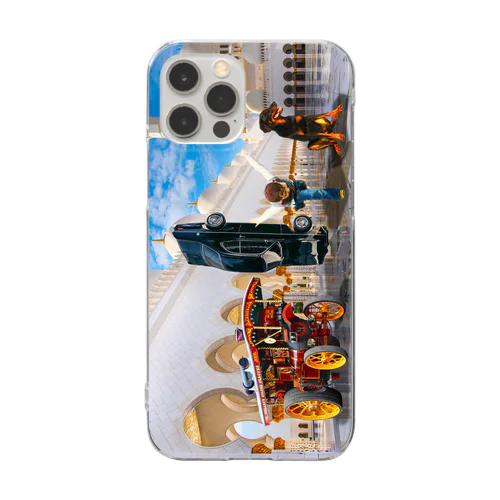 神殿と車と子供と犬 Clear Smartphone Case