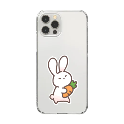 むんっ！うさぎ(ピンク) Clear Smartphone Case