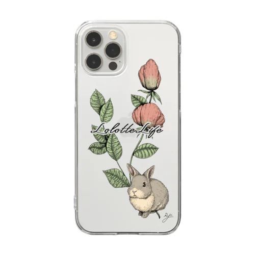 花とうさぎ（iPhone12ProMax） Clear Smartphone Case