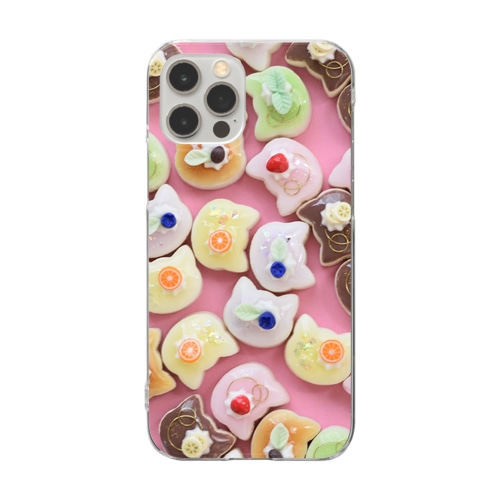 【月猫 Cafe】猫ムースケーキ Clear Smartphone Case