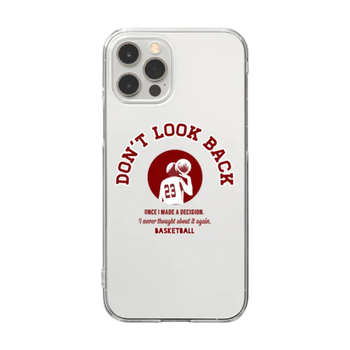 「DON'T LOOK BACK」カレッジロゴ赤系 Clear Smartphone Case