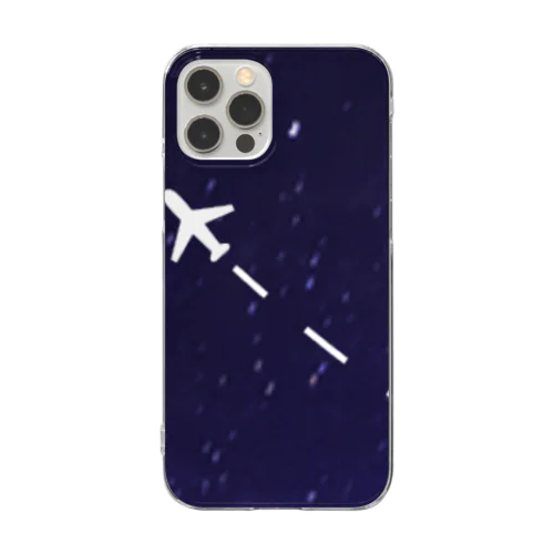 jet stream GALAXY 夜の飛行機星空 Clear Smartphone Case