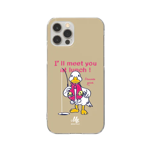 CT76あひるのおひるさんのサカナ釣り*ブラウン Clear Smartphone Case