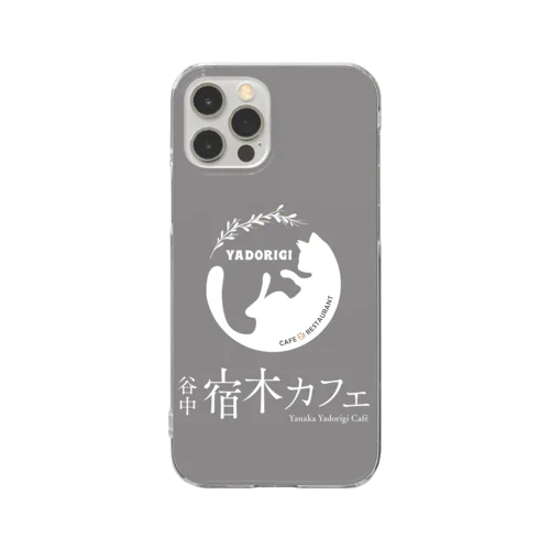 宿木スマホケース〈ライトグレーxロゴ〉 Clear Smartphone Case