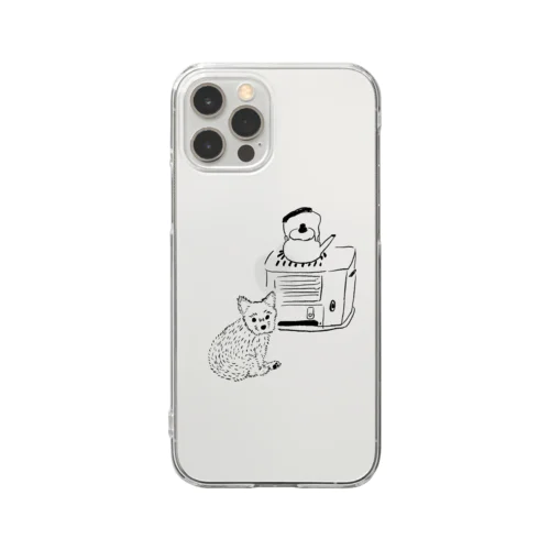 ストーブで暖まる犬 Clear Smartphone Case