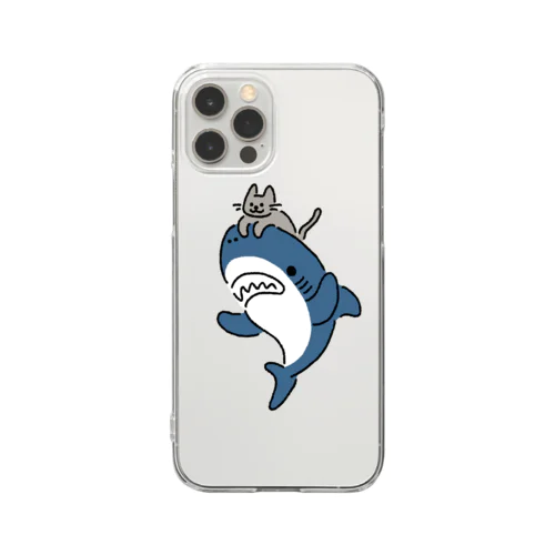 ネコをかぶるサメ Clear Smartphone Case