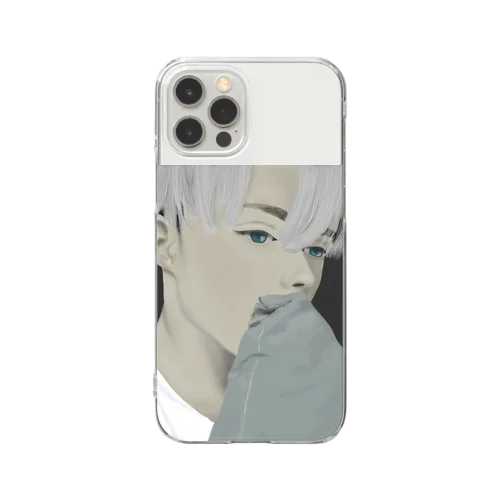 外国の白髪の男の子 Clear Smartphone Case