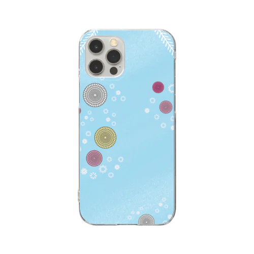 謎柄の和風グッズA（空色） / Japanese style goods A inspired by escape room (Light blue) Clear Smartphone Case