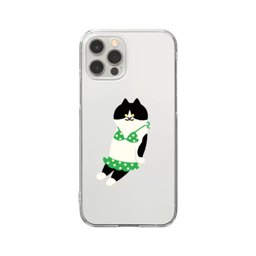 緑のビキニのねこ Clear Smartphone Case