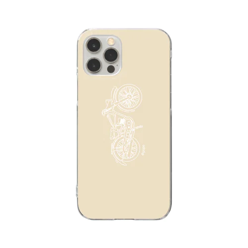 レトロなバイク クリーム 縦 Clear Smartphone Case