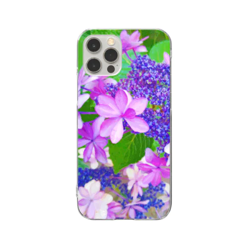 庭の紫陽花　手書きイラスト風写真 Clear Smartphone Case