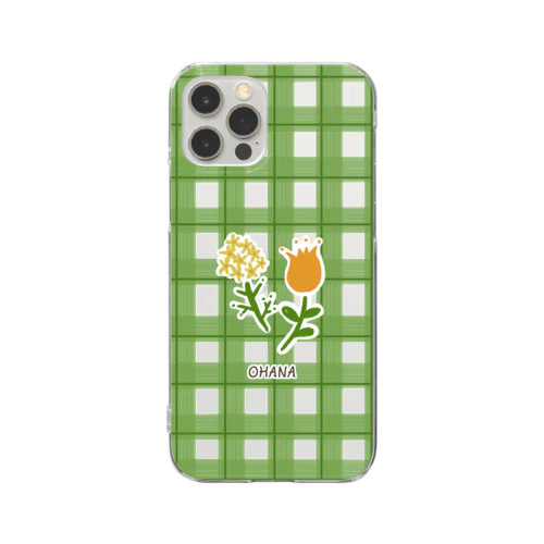 チェックお花 Clear Smartphone Case