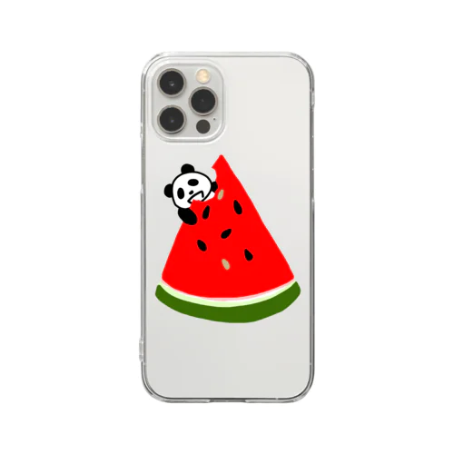 スイカ★パンダ Watermelon Panda クリアスマホケース