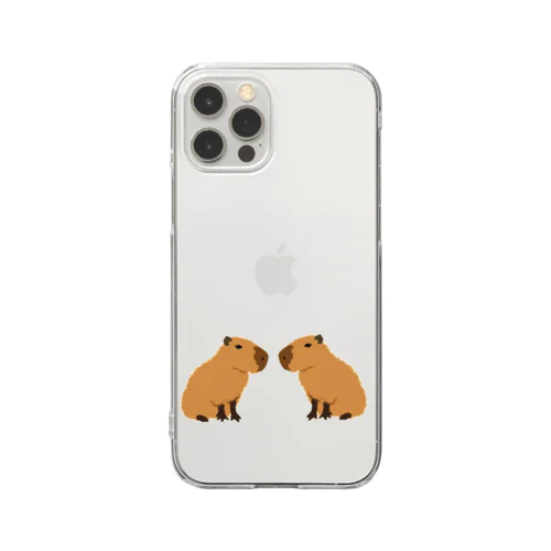 向き合うカピバラ Clear Smartphone Case