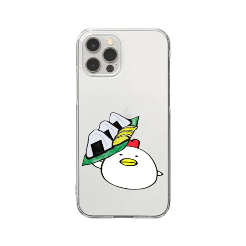 にわとりとおにぎりたくわん Clear Smartphone Case