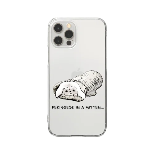 ミトンに入ったペキニーズ(ホワイト)   Clear Smartphone Case