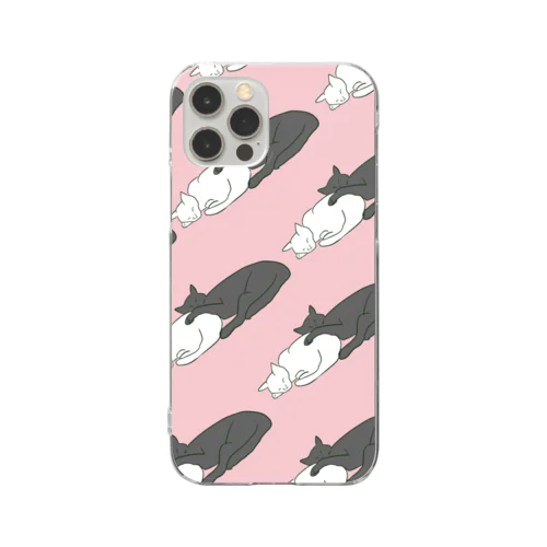 起こさないでね🐈‍⬛　ピンク Clear Smartphone Case