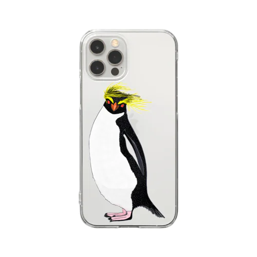 　風に吹かれるイワトビペンギンさん(文字無しバージョン Clear Smartphone Case