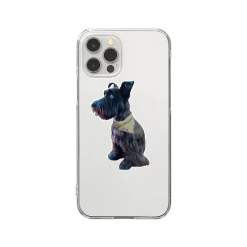おすわりKURO シュナウザー 黒い犬 dog クロ Clear Smartphone Case