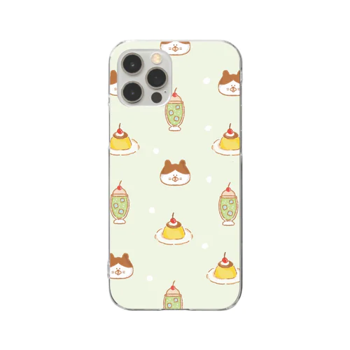 クリームソーダとプリンとネコ Clear Smartphone Case