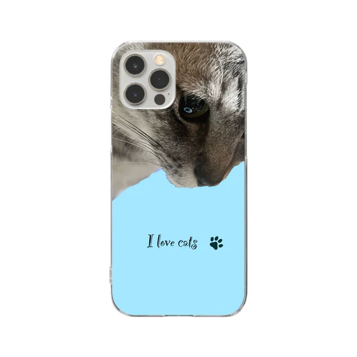 I love cats（サバトラ） Clear Smartphone Case