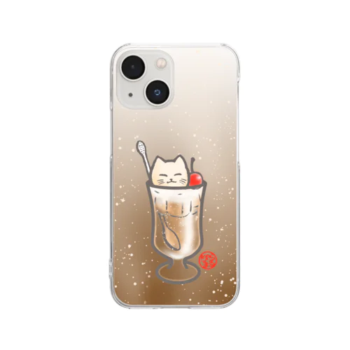 ひんやり猫（コーラフロート） Clear Smartphone Case