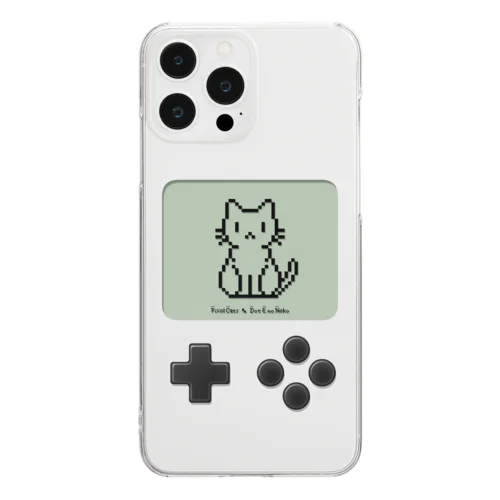 ドット絵の猫（液晶ボタン付・お座り） Clear Smartphone Case