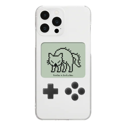 ドット絵の猫（液晶ボタン付・威嚇） Clear Smartphone Case