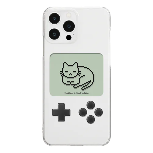 ドット絵の猫（液晶ボタン付・居眠り） Clear Smartphone Case