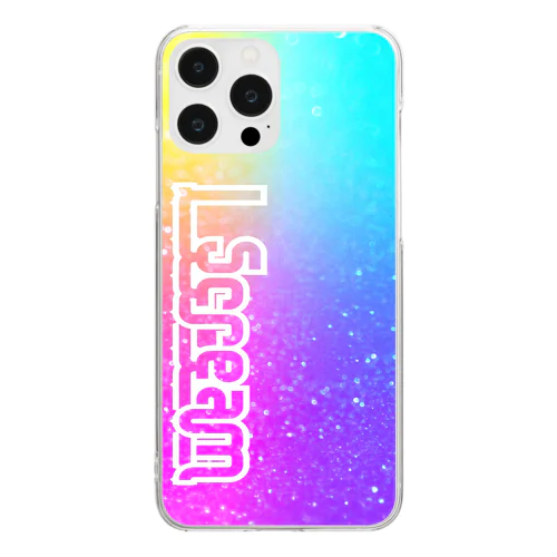 WT I Scream Glitter Rainbow Clear Smartphone Case