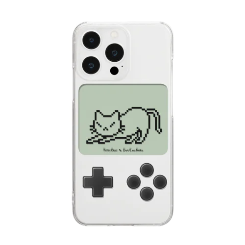 ドット絵の猫（液晶ボタン付・伸び） Clear Smartphone Case