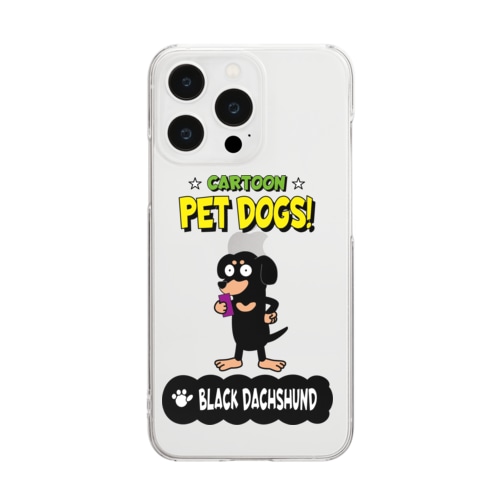 【610M】C･PETDOGS『Black Dachshund』クリアスマホケース Clear Smartphone Case