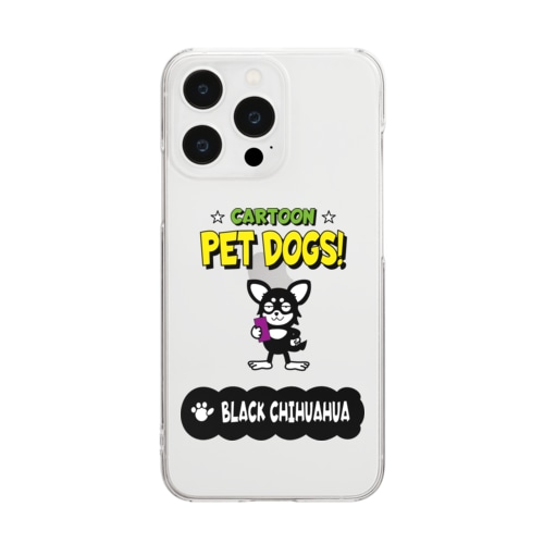 【910M】C･PETDOGS『Black Chihuahua』クリアスマホケース Clear Smartphone Case