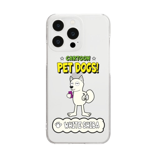 【1110M】C･PETDOGS『White Shiba』クリアスマホケース Clear Smartphone Case