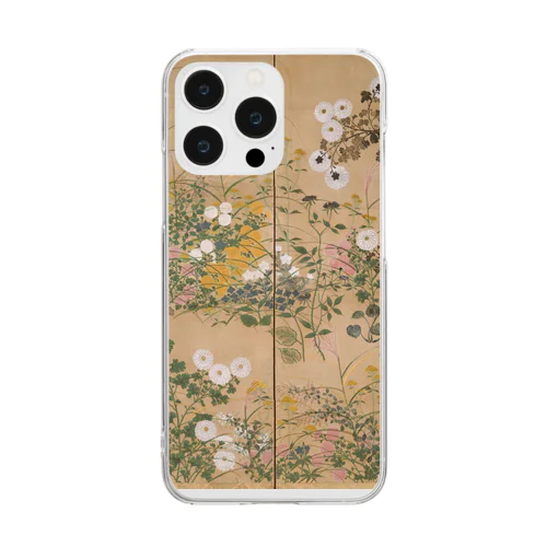 日本画：尾形光琳_秋草図 右隻 Clear Smartphone Case