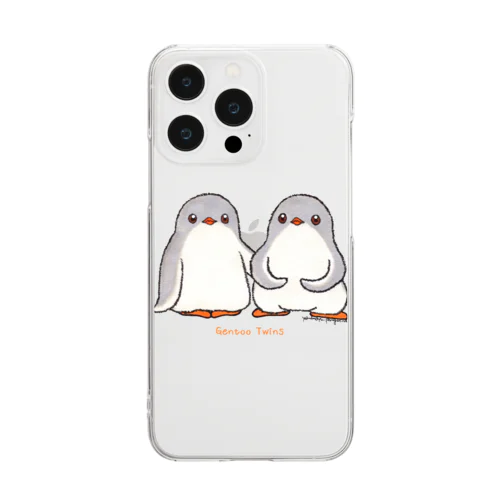 ふたごのジェンツーペンギン(ロゴあり) Clear Smartphone Case