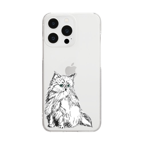 そら色の瞳の猫 Clear Smartphone Case