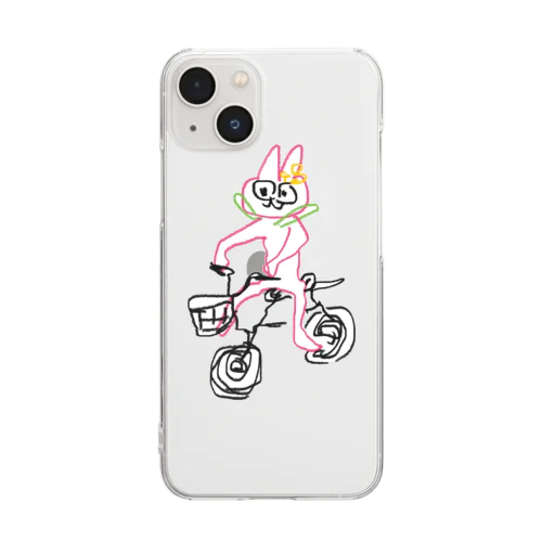 ぷりきゅ自転車乗れます Clear Smartphone Case