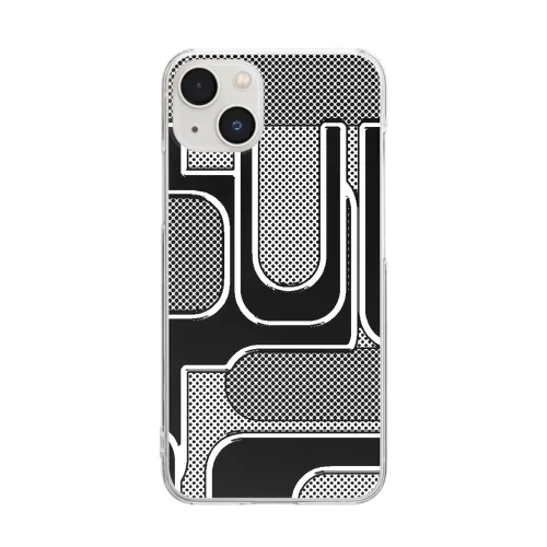 モノクロ四角いレトロモダン柄 Clear Smartphone Case