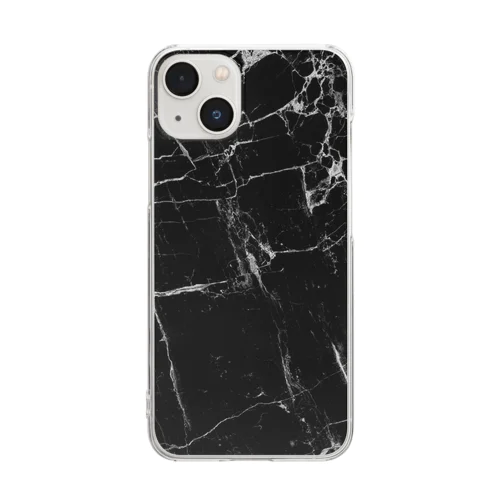 ひび割れ模様 漆黒の世界 Clear Smartphone Case