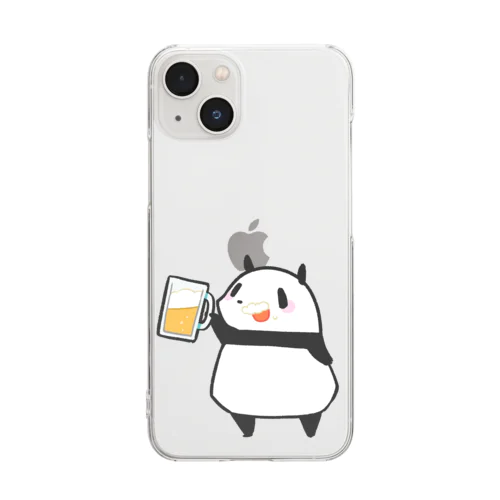 ビールを飲んでご満悦のパンダ Clear Smartphone Case