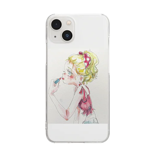 メイク中の女の子 Clear Smartphone Case