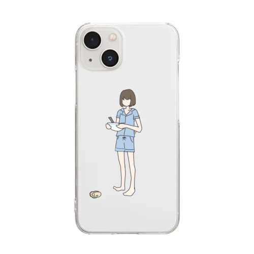 落ちたカキ食べられないの -blue- Clear Smartphone Case