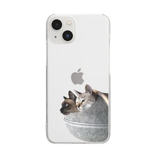 2 cats in nest Clear Smartphone Case