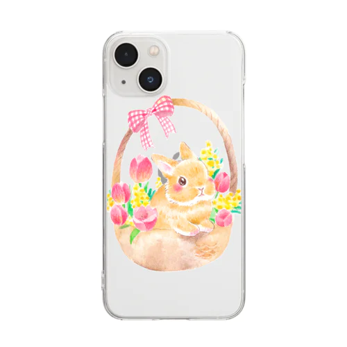 花かご　うさぎさん Clear Smartphone Case