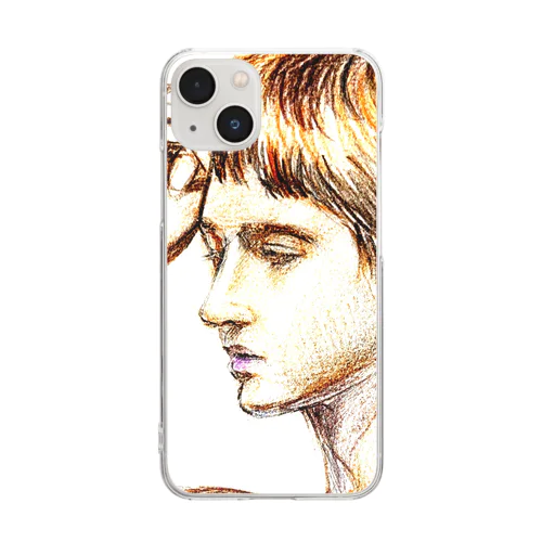 人物横顔　アナログ色鉛筆画 Clear Smartphone Case