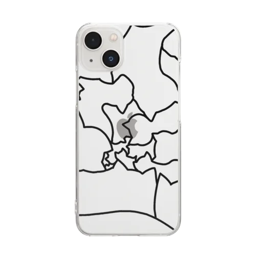 絡み合う猫と猫と猫と…　白黒ver. Clear Smartphone Case